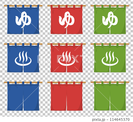 Hot spring curtain vector illustration set 114645370