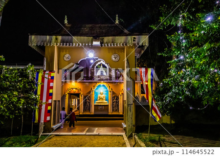traditional Sri Lankan white temple stupas in evening. traditional Sri Lankan white temple stupas in evening. 114645522