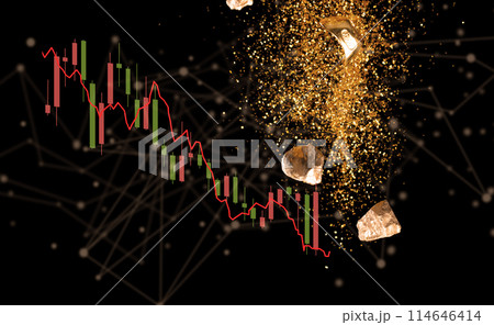 Price of gold decrease falling down as economic recession. Gold ingot glitter price falling down as economy investment change. Gold is store of value in speculate recession crisis Price of gold decrease falling down as economic recession. Gold ingot glitter price falling down as economy investment change. Gold is store of value in speculate recession crisis 114646414