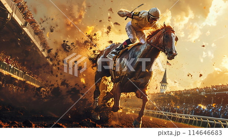 勝利した競走馬と騎手	 114646683