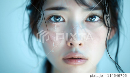 涙を流す女性のポートレート 涙を流す女性のポートレート 114646796