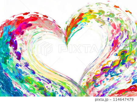 カラフルな水の抽象的なハート カラフルな水の抽象的なハート 114647479