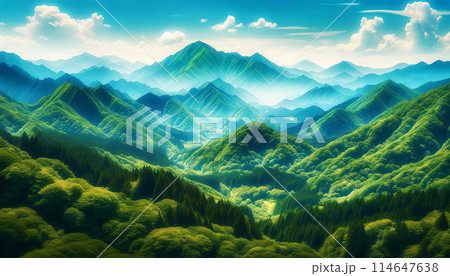 夏の山の風景 114647638