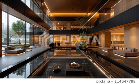 Modern Hotel Lobby Interior Design. Generative AI 114647799