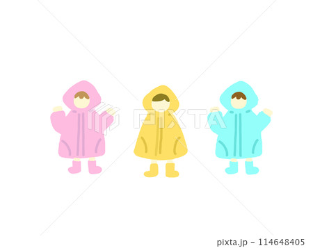 カッパを着てる子どもたち カッパを着てる子どもたち 114648405