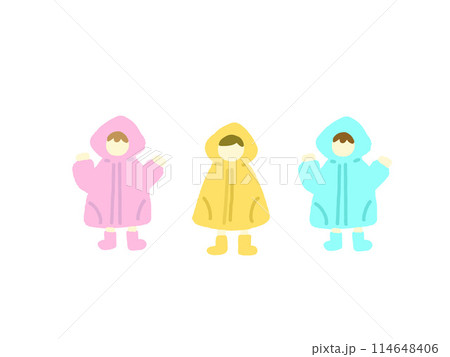 カッパを着てる子どもたち カッパを着てる子どもたち 114648406