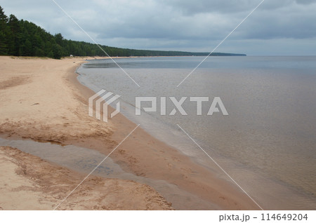 Shore of Lake Ladoga by day. 114649204