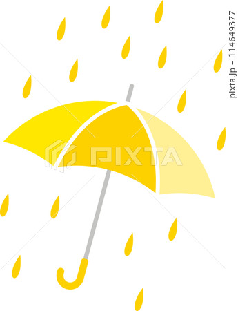 梅雨景色の傘と雨としずく1黄色 114649377