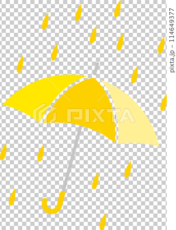 梅雨景色の傘と雨としずく1黄色 114649377