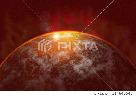 地球温暖化で赤くなったイメージイラスト 114649546