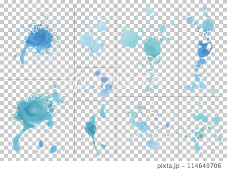 Blue watercolor paint splash material set Blue watercolor paint splash material set 114649706