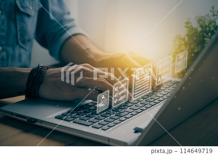 Casual Businessman and 1 Line Tax Return or Tax Refund Document Concept in Vintage Tone Casual Businessman and 1 Line Tax Return or Tax Refund Document Concept in Vintage Tone 114649719