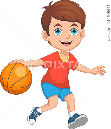 Little boy playing basketball 114649948