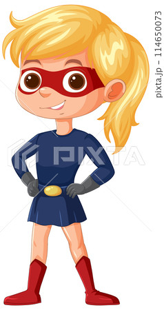 Confident Young Superhero Girl Standing Confident Young Superhero Girl Standing 114650073