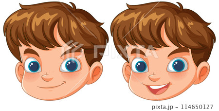Cheerful Boy Faces Vector Illustration Cheerful Boy Faces Vector Illustration 114650127