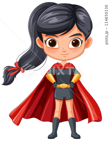 Superhero Girl in Red Cape Illustration Superhero Girl in Red Cape Illustration 114650130