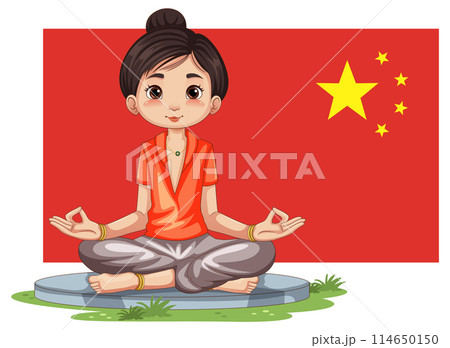 Young Girl Practicing Yoga in China 114650150