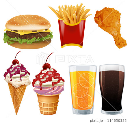 Fast Food and Desserts Illustration Fast Food and Desserts Illustration 114650323