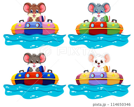 Colorful Mice on Bumper Boats 114650346