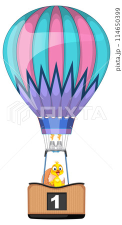 Colorful Hot Air Balloon with Cute Dog 114650399