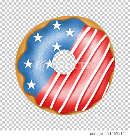 American Patriotic Donut with flag of USA on the glaze. American Patriotic Donut with flag of USA on the glaze. 114651144