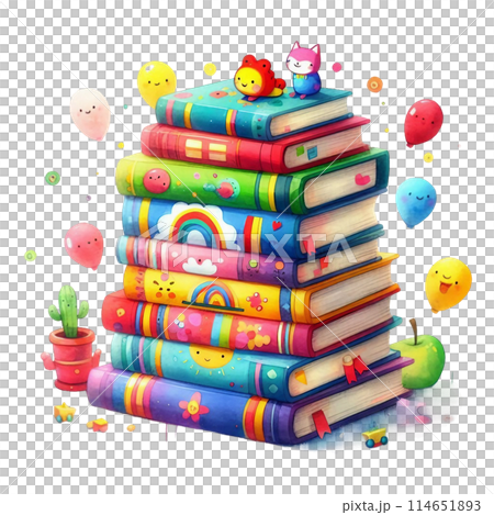 stack of colorful books 114651893