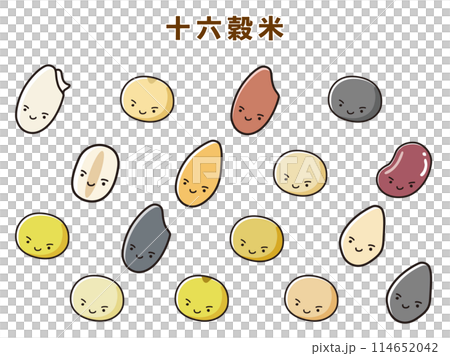 Set of 16 grain rice characters 114652042
