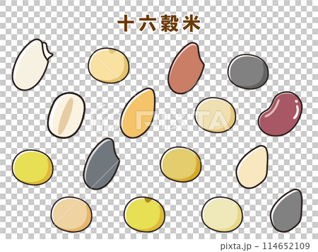 十六穀米のイラストセット 十六穀米のイラストセット 114652109