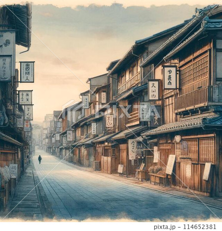 京都の街並みのような世界　AI生成画像 114652381