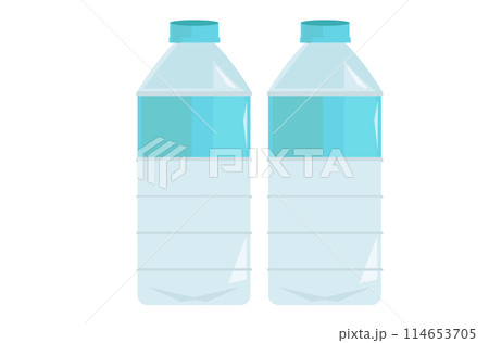 水のペットボトル2本。500ml 飲料水のセット。飲み物。ベクターイラスト	 114653705