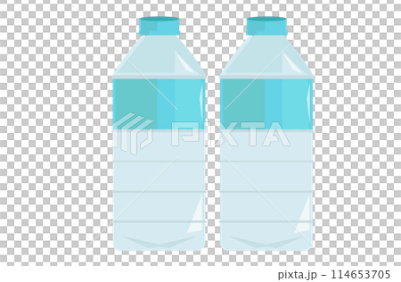 水のペットボトル2本。500ml 飲料水のセット。飲み物。ベクターイラスト	 114653705