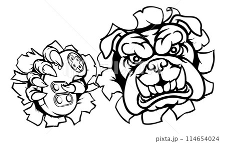 Bulldog Dog Video Gaming Gamer Sports Mascot 114654024