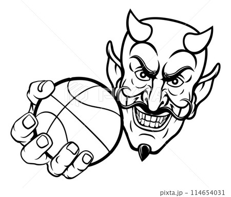 Devil Satan Basketball Sports Mascot Cartoon 114654031