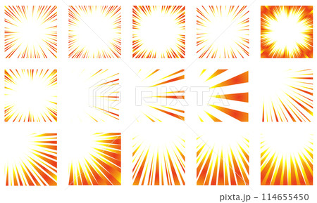 カラフルなグラデーションの集中線のセット カラフルなグラデーションの集中線のセット 114655450