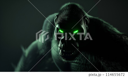 Rampaging Fury: Angry Black Gorilla in 3D. Generative AI 114655672