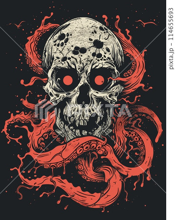 Abstract vector illustration of a skull for printing on a T-shirt 114655693