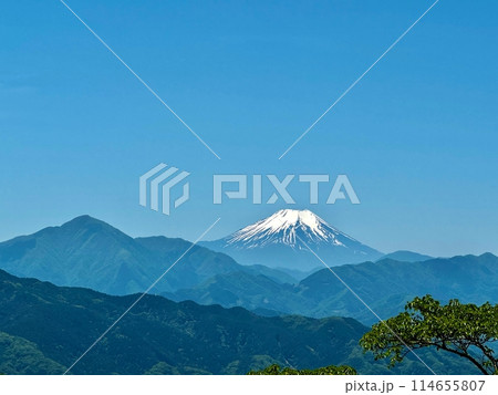 高尾山山頂から見た富士山の絶景 高尾山山頂から見た富士山の絶景 114655807