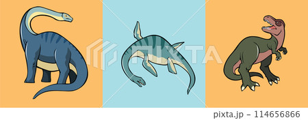 Dinosaurs, prehistoric extinct reptiles 114656866