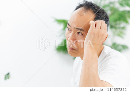 ミドル男性　ヘアケア　生え際 114657232