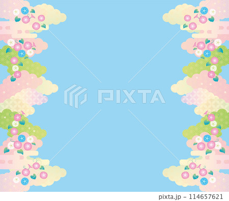 背景素材-和柄朝顔2022-13ベク 114657621