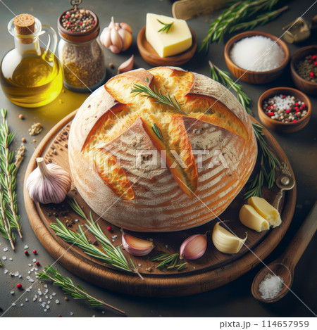 bread with herbs and spices 114657959