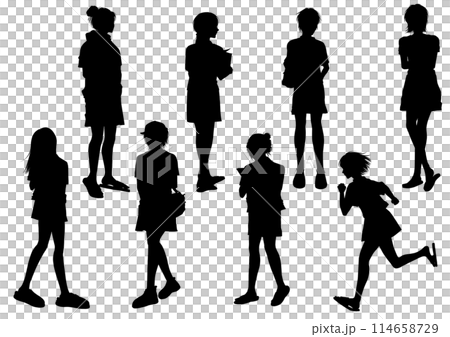 人們女性姿勢剪影集 114658729