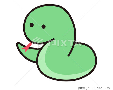 ゆるい蛇のベクターイラスト。干支、十二支、へび、年賀 ゆるい蛇のベクターイラスト。干支、十二支、へび、年賀 114659979