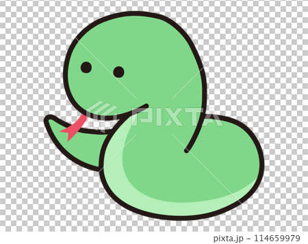 ゆるい蛇のベクターイラスト。干支、十二支、へび、年賀 ゆるい蛇のベクターイラスト。干支、十二支、へび、年賀 114659979