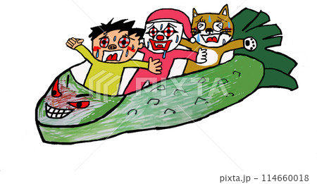 ジェットコースターに乗るザイバツ三銃士 114660018