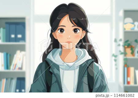 バックパックを背負った美しい若い女性	 114661002