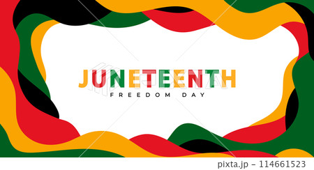 Juneteenth Freedom Day banner. June 19. Abstract template for banner, poster, cover, greeting card, and background. Abstract Vector Illustration 114661523