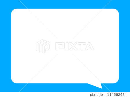 シンプルな吹き出し 青 四角 シンプルな吹き出し 青 四角 114662484