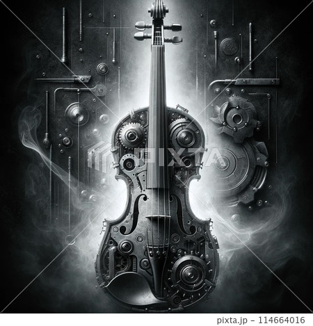 黒い背景にバイオリン 黒い背景にバイオリン 114664016