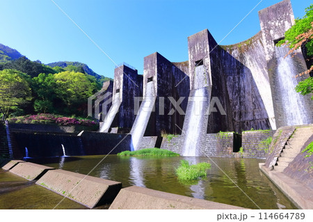 【香川県】ツツジ咲く春の豊稔池ダム(豊稔池堰堤)国最初の石積式多連マルチプルアーチダム 【香川県】ツツジ咲く春の豊稔池ダム(豊稔池堰堤)国最初の石積式多連マルチプルアーチダム 114664789